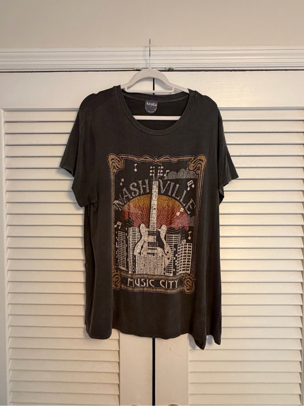 ARULA Charcoal Nashville Music City Graphic Tee